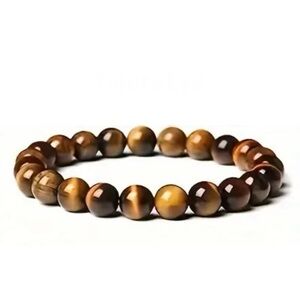 Tiger's Eye Natural Stone Round Bead Bracelet, Unisex Natural Crystal Bracelet